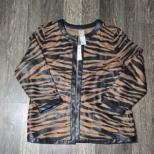 SOLD on eBay!! Chico's Travelers Women's Striped Animal Print  Mesh Jacket NWT